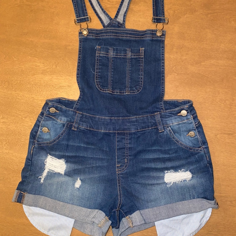 Distressed Shorts Overalls
